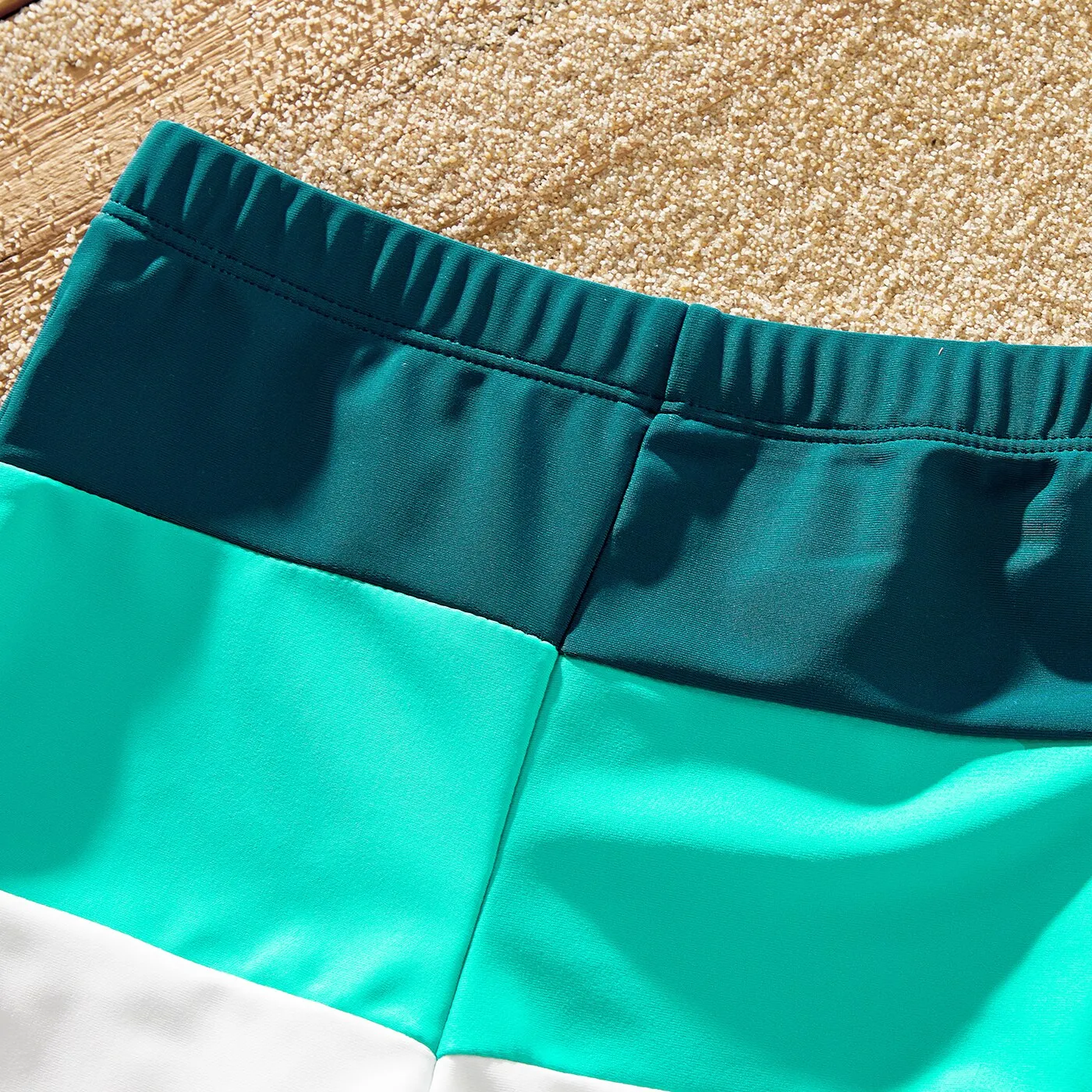 Family Matching Swimsuit Colorblock One-piece Bathing Suit or Swim Trunks Shorts