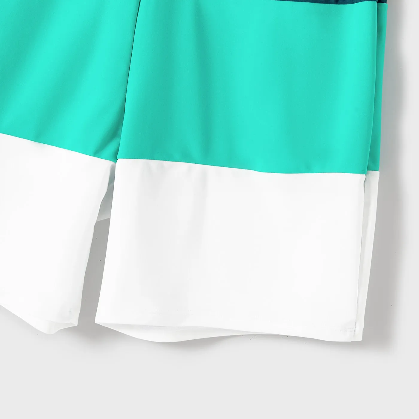 Family Matching Swimsuit Colorblock One-piece Bathing Suit or Swim Trunks Shorts