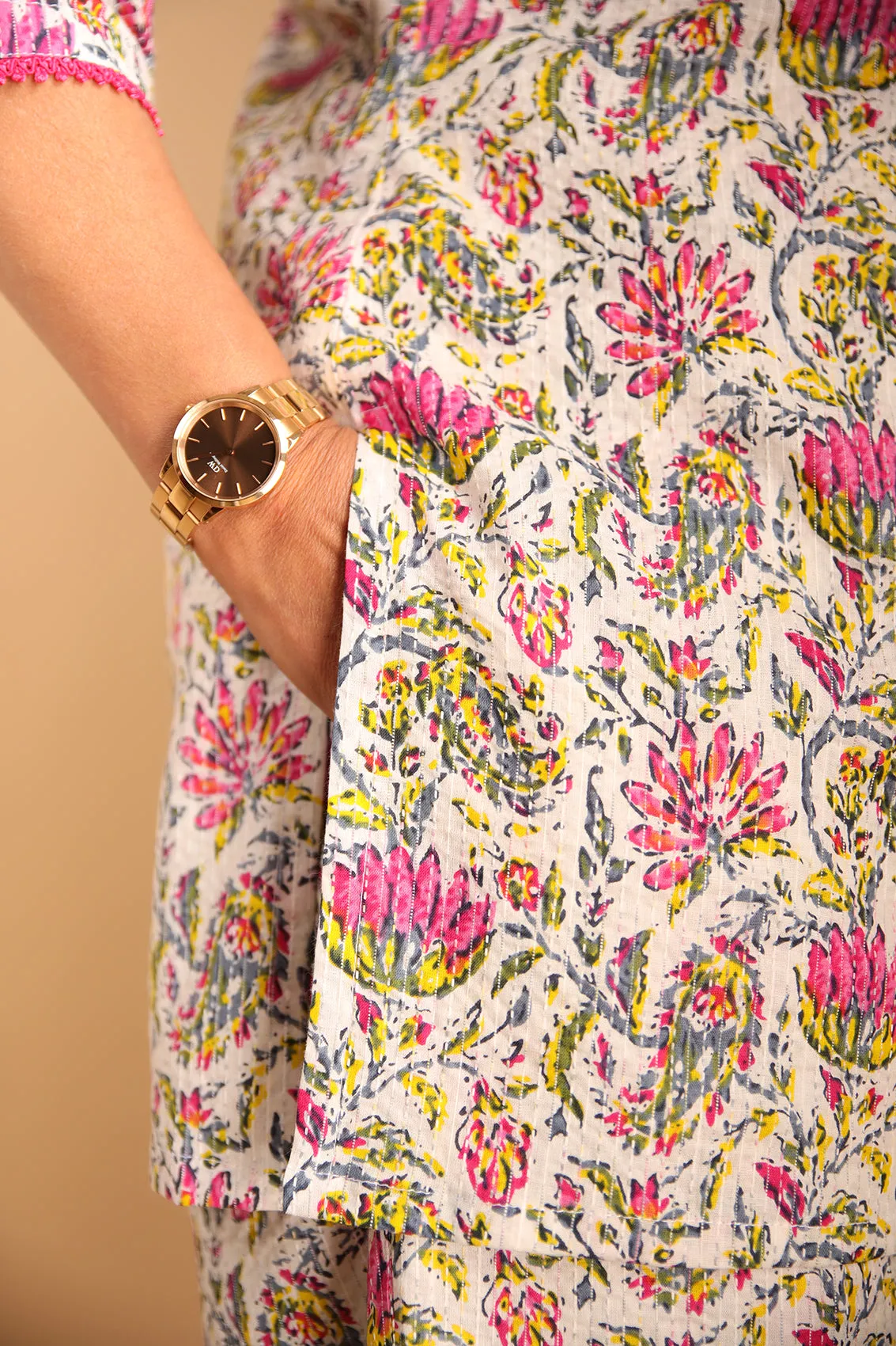 Floral White Lounge Wear Set