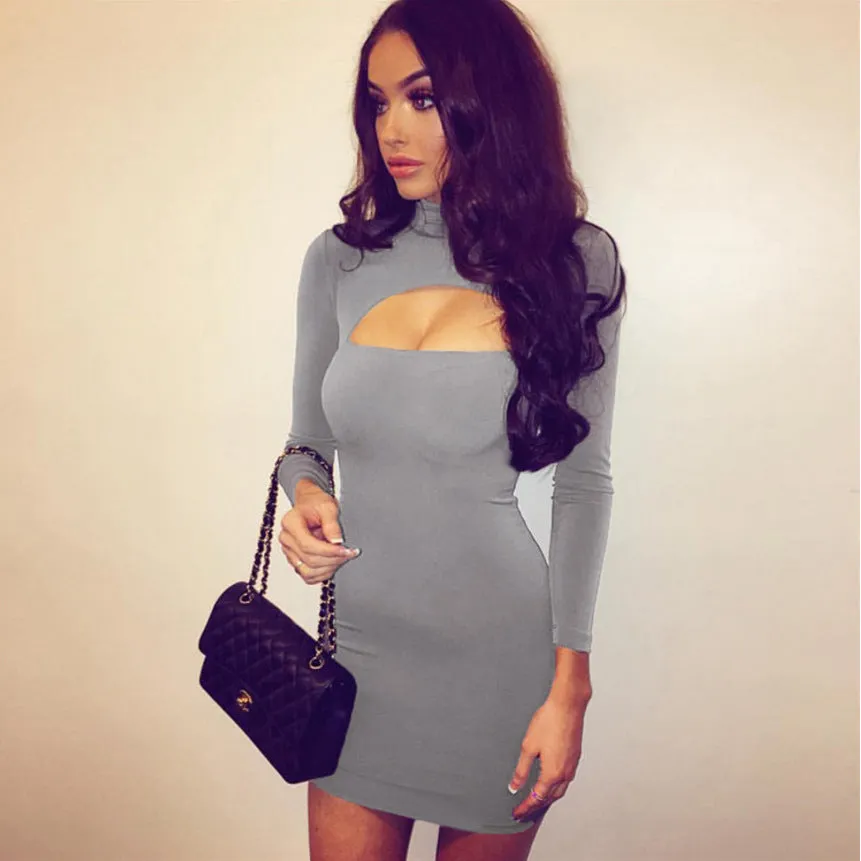 Full Sleeves Black Bodycon Party Dress