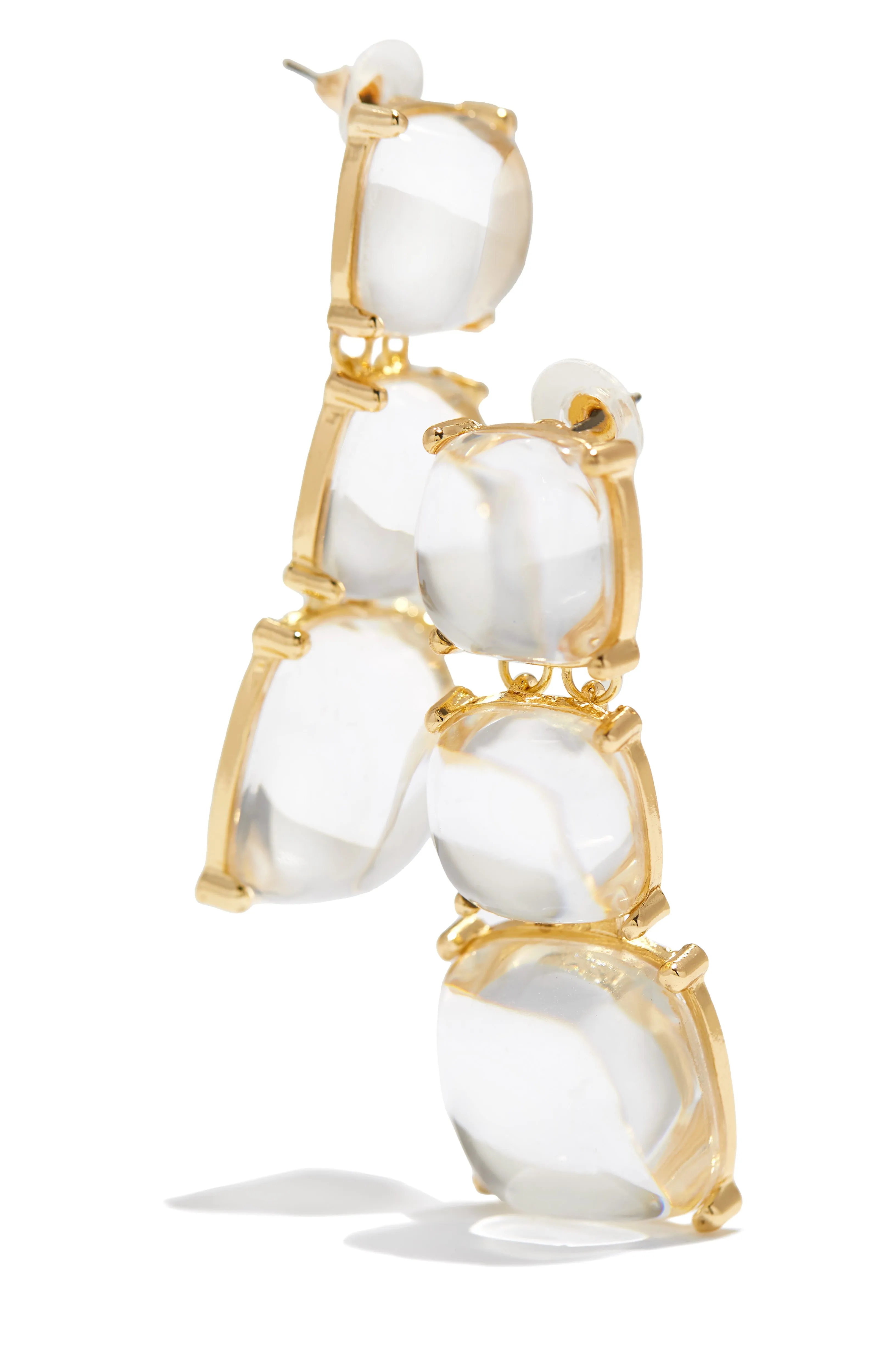 Glam Hour Statement Stone Earring - Clear