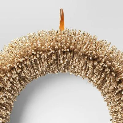 Glittered Christmas Wreath Gold - Threshold