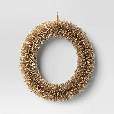 Glittered Christmas Wreath Gold - Threshold