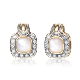 Gold Overlay Cubic Zirconia Pink Stone Earrings