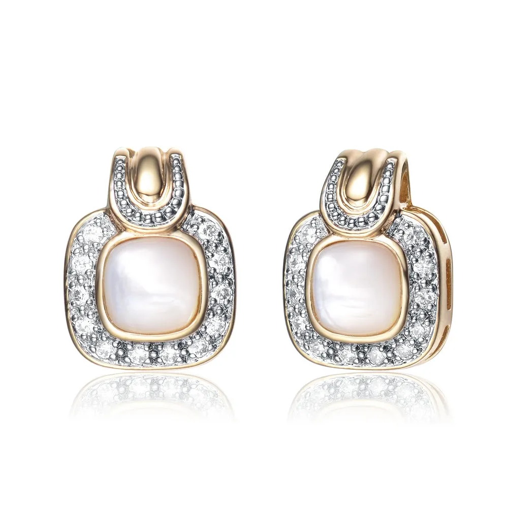Gold Overlay Cubic Zirconia Pink Stone Earrings