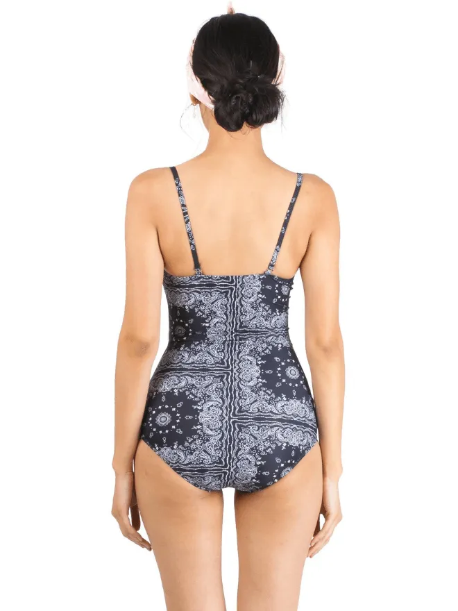 Gypsy Push Up Underwire Cut Out Monokini in Black