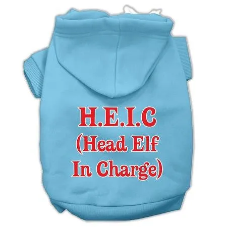 Head Elf In Charge Screen Print Pet Hoodies Baby Blue Size Xs (8)