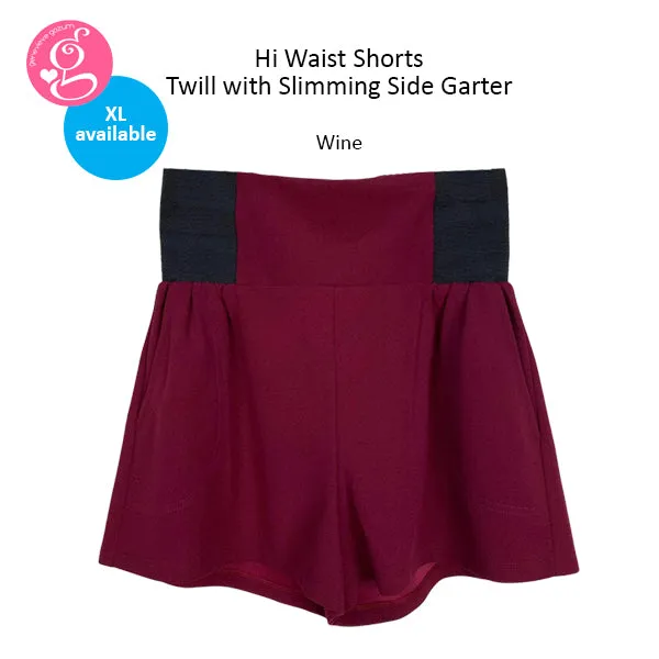 Hi Waist Shorts Twill with Slimming Side Garter