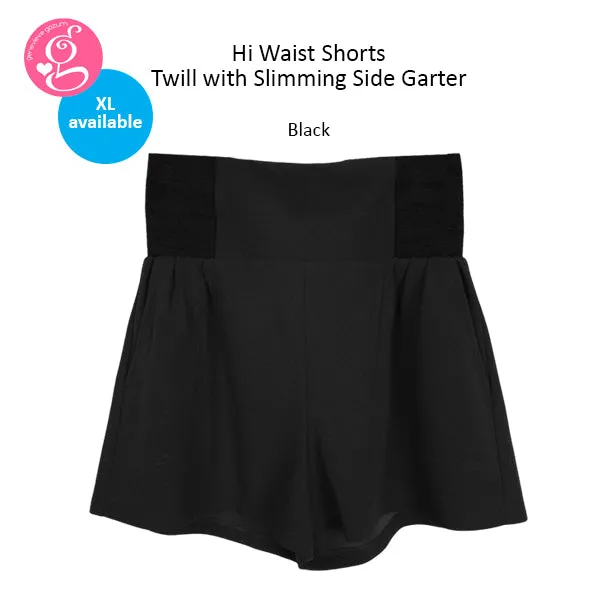 Hi Waist Shorts Twill with Slimming Side Garter