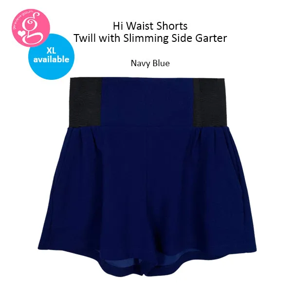Hi Waist Shorts Twill with Slimming Side Garter
