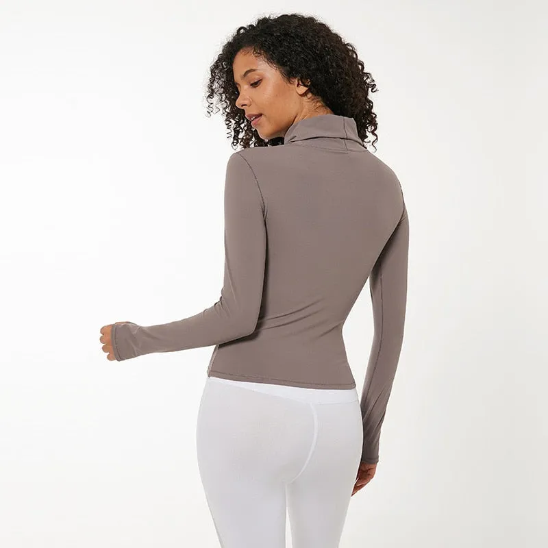 High Collar Yoga Crop Tops With