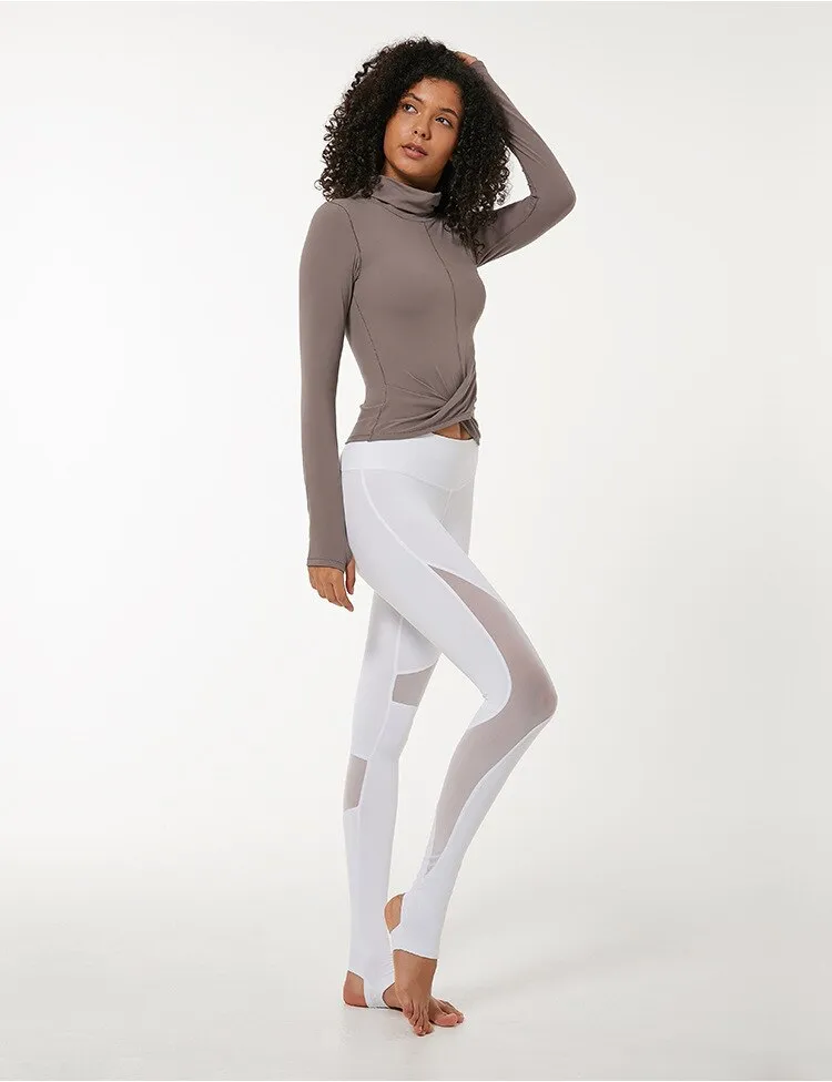 High Collar Yoga Crop Tops With