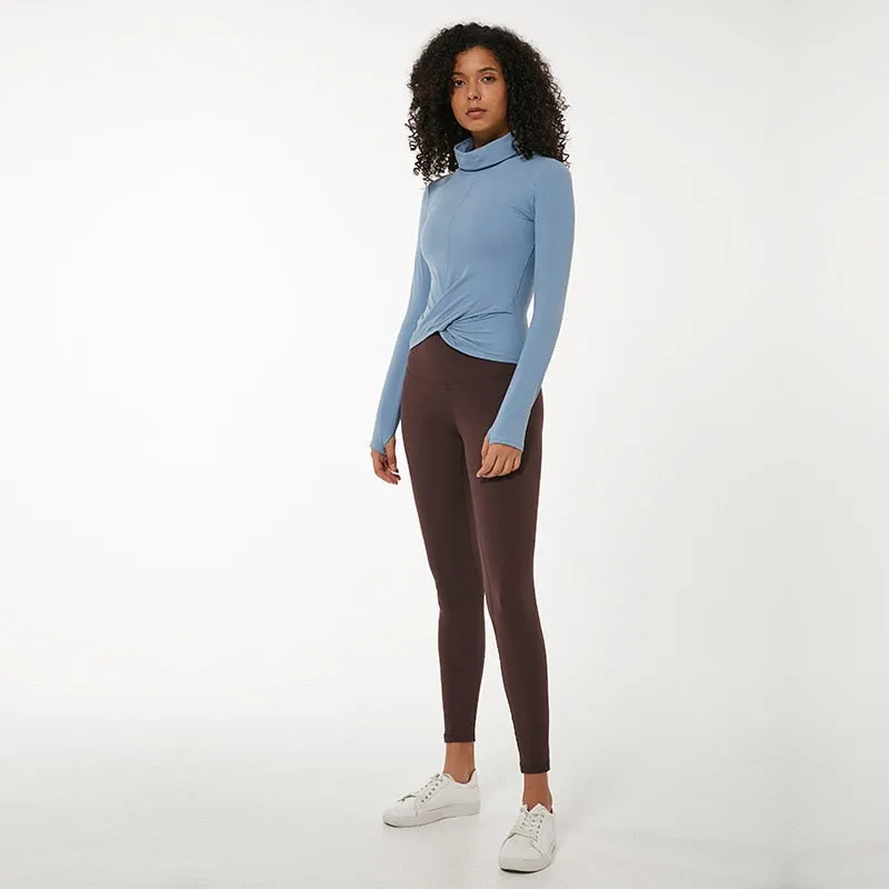 High Collar Yoga Crop Tops With