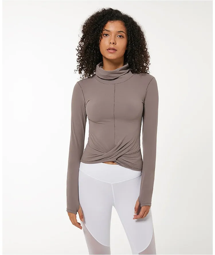 High Collar Yoga Crop Tops With