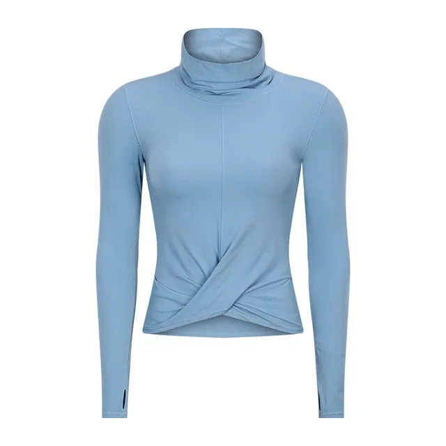 High Collar Yoga Crop Tops With