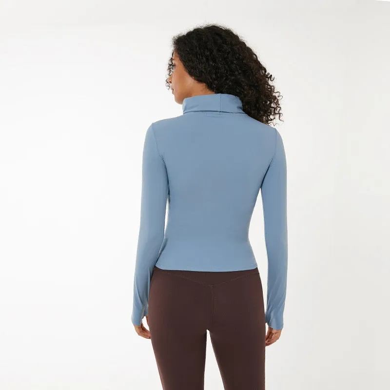 High Collar Yoga Crop Tops With
