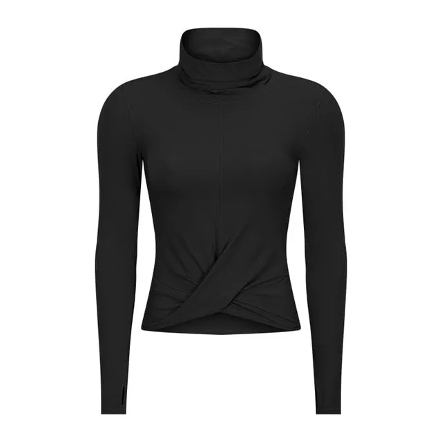 High Collar Yoga Crop Tops With
