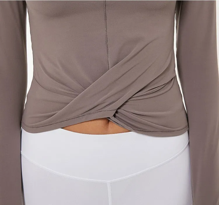 High Collar Yoga Crop Tops With