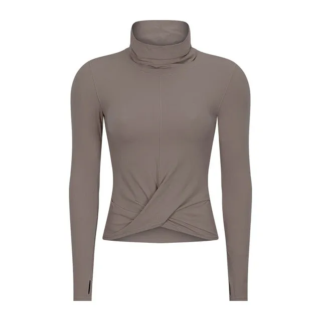 High Collar Yoga Crop Tops With