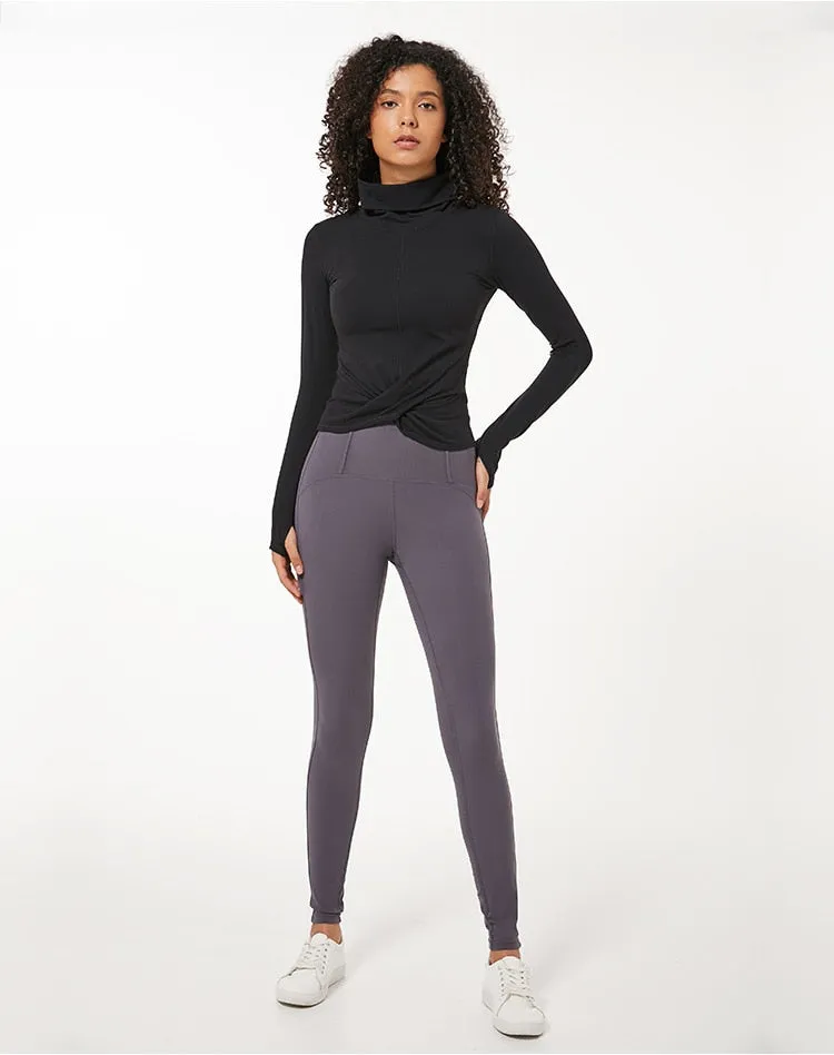 High Collar Yoga Crop Tops With