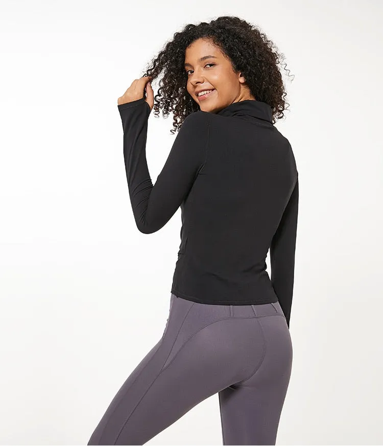 High Collar Yoga Crop Tops With