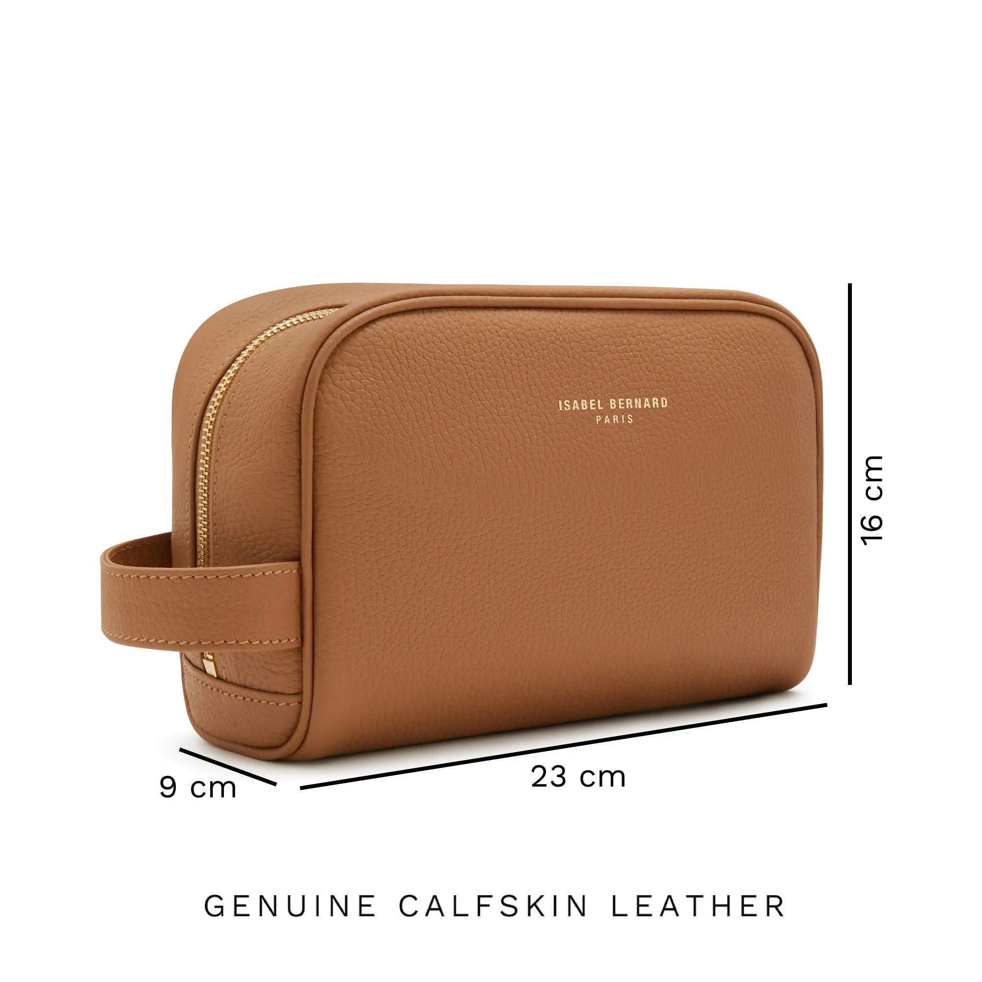 Honoré Blaize camel calfskin leather toiletry bag