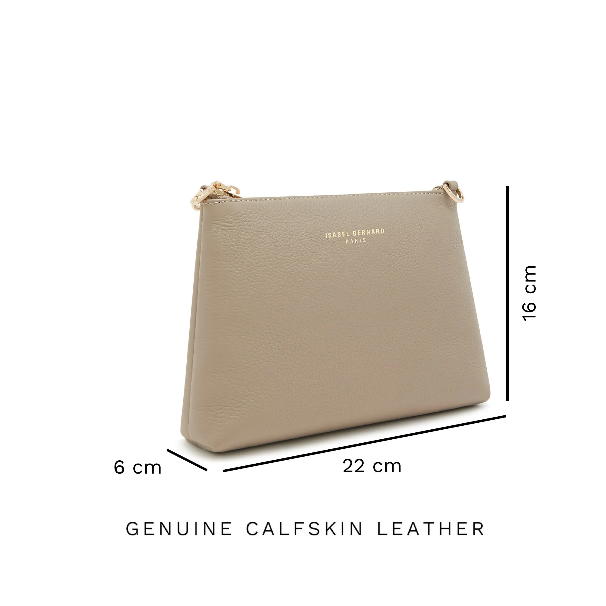 Honoré Misra taupe calfskin leather shoulder bag