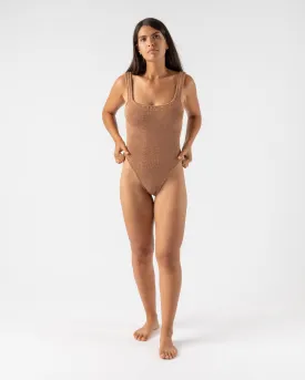 Hunza G Square Neck Swim in Metallic Cocoa