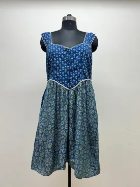 Indigo Ajrakh Print Sleeveless dress