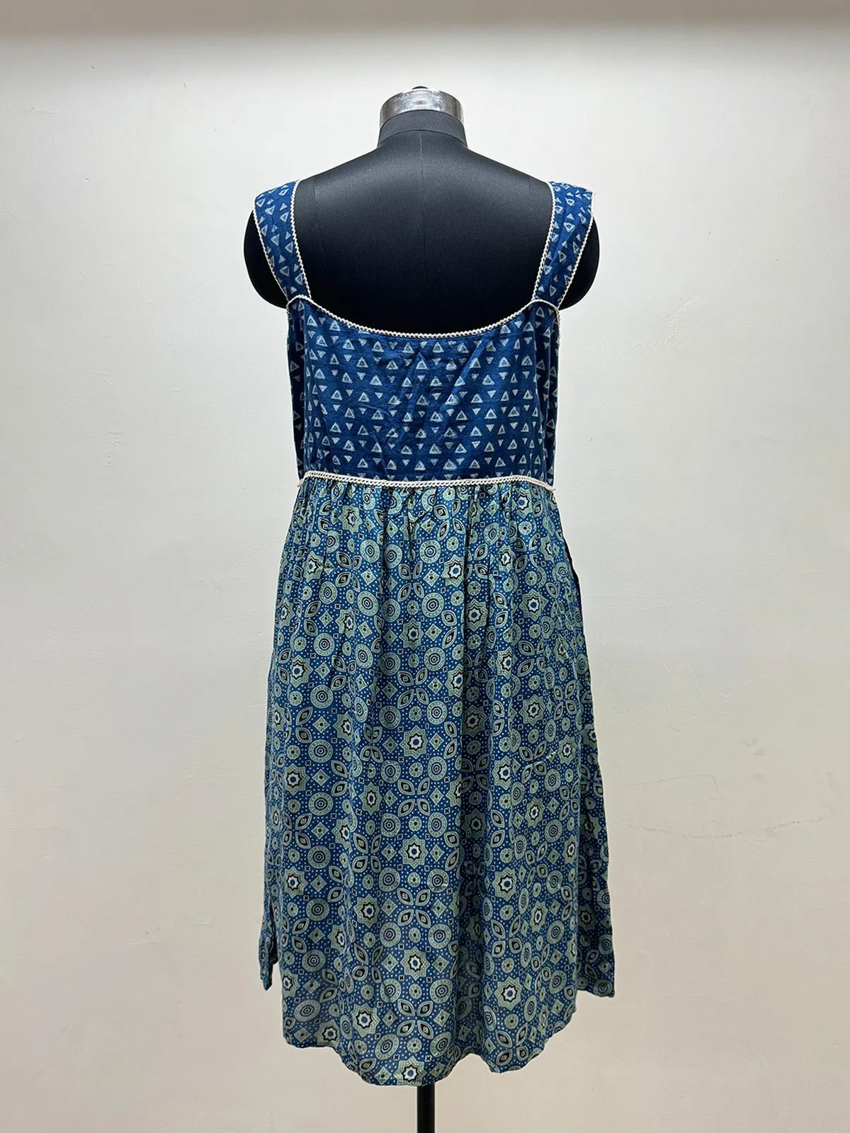 Indigo Ajrakh Print Sleeveless dress