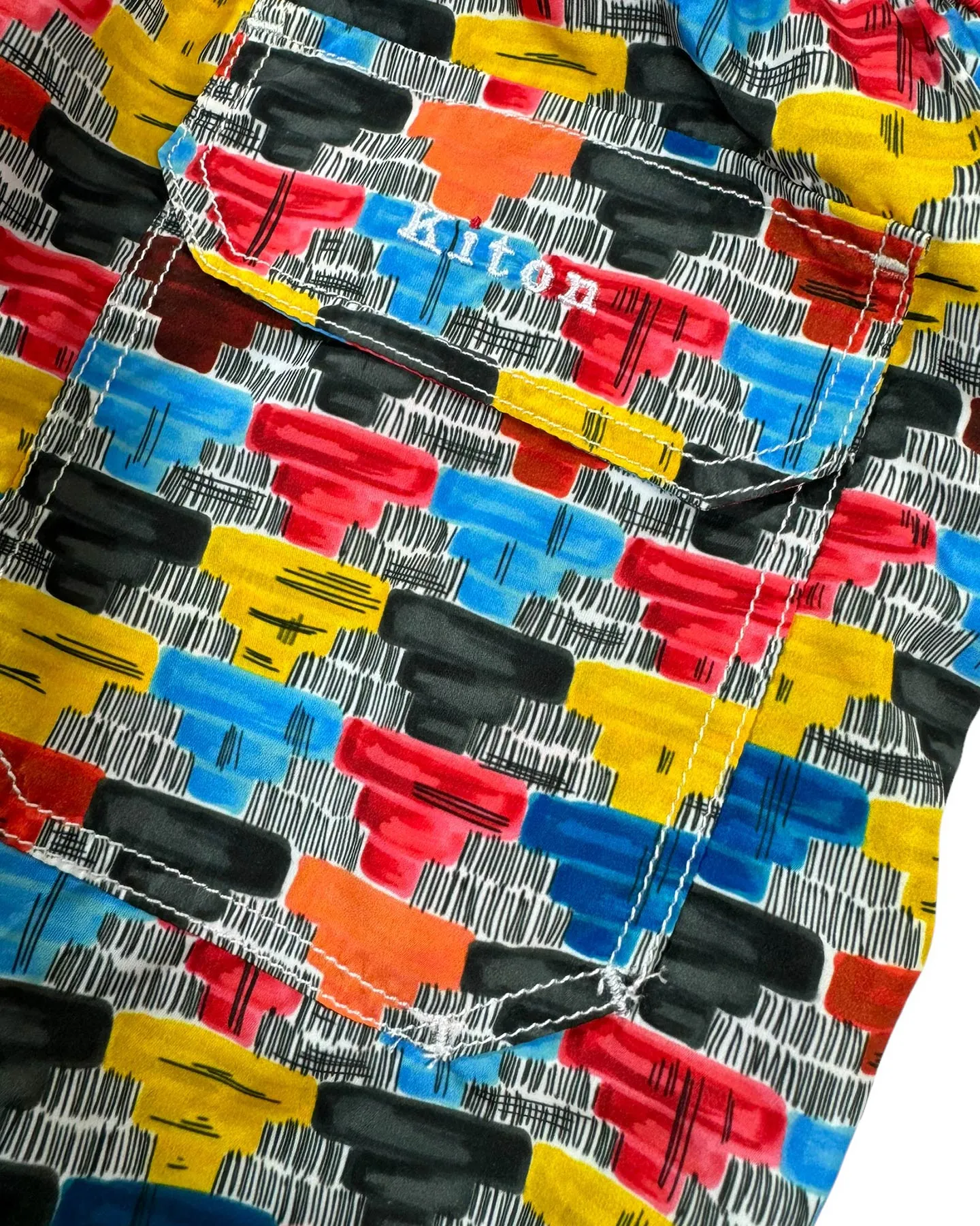 Kiton Swim Shorts L Geometric Design - Luxury Men Swimwear