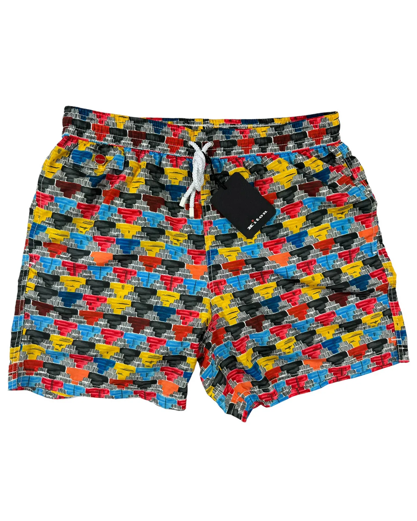 Kiton Swim Shorts L Geometric Design - Luxury Men Swimwear