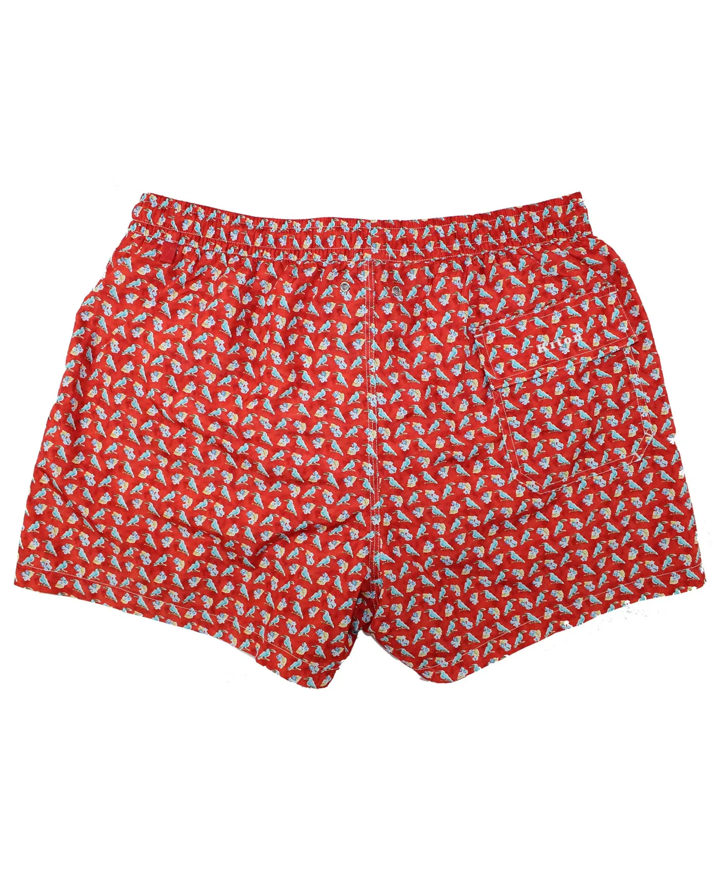 Kiton Swimwear Men Swim Shorts XL Red Tropical Birds - Novelty SALE