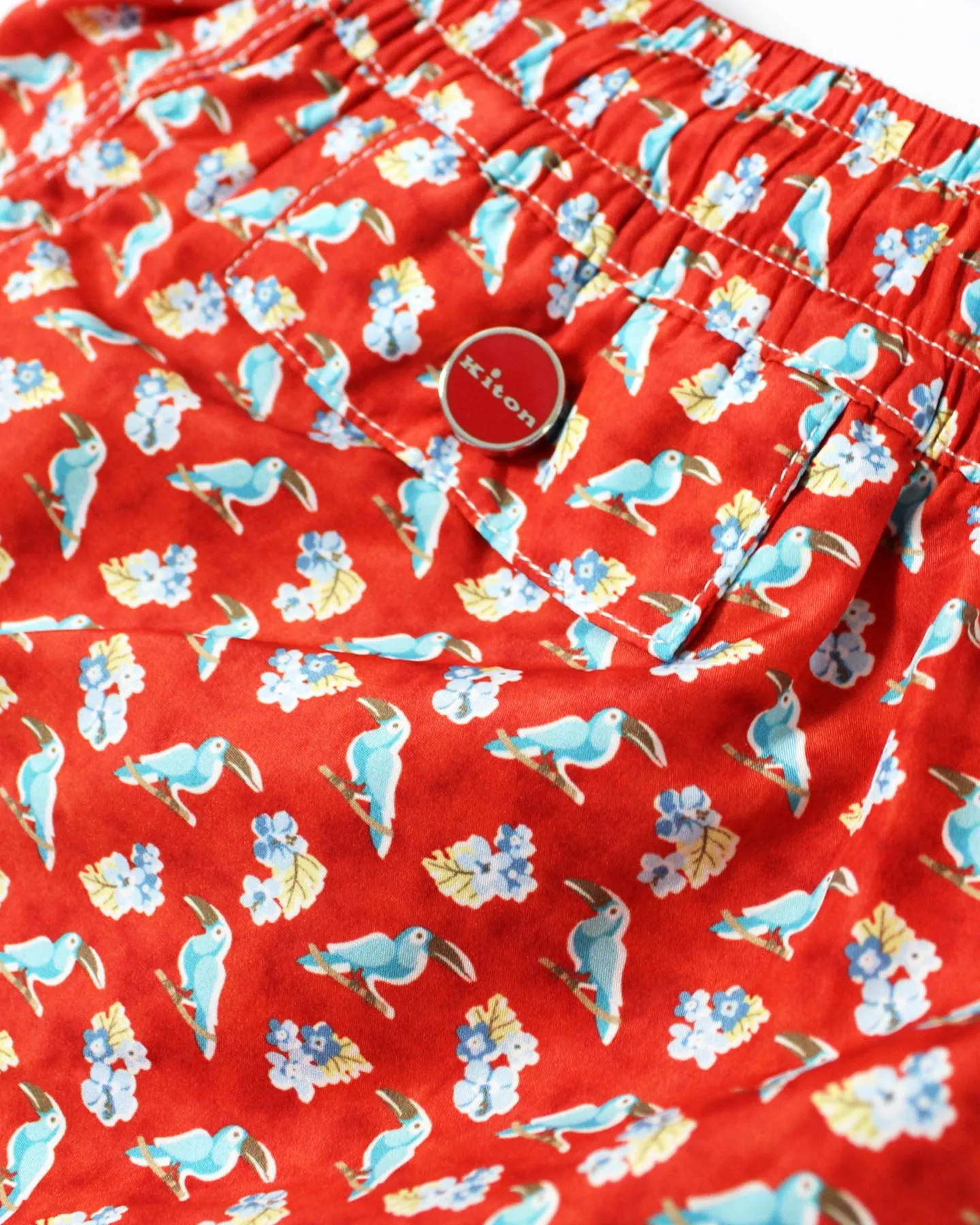 Kiton Swimwear Men Swim Shorts XL Red Tropical Birds - Novelty SALE