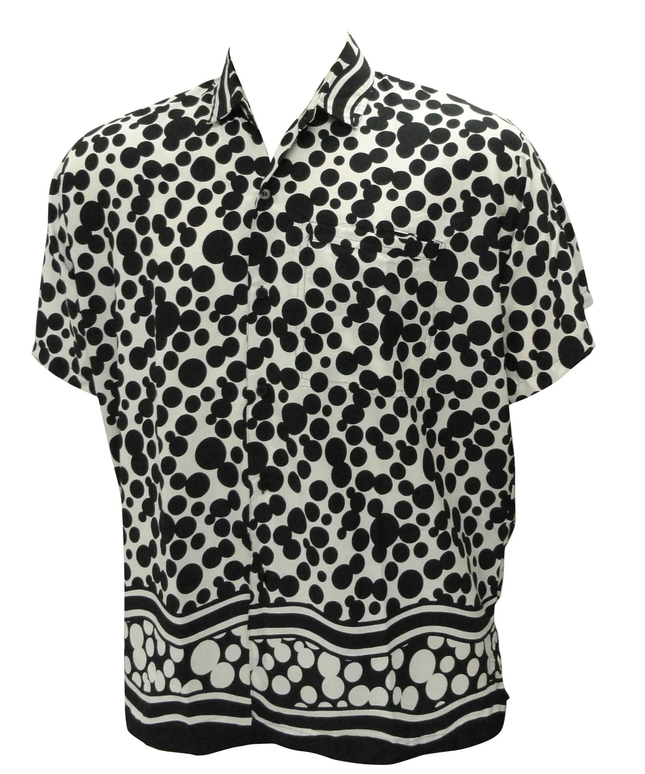 LA LEELA  Casual Button Down Short Sleeve Beach  Men Aloha Pocket  Halloween Black_W223