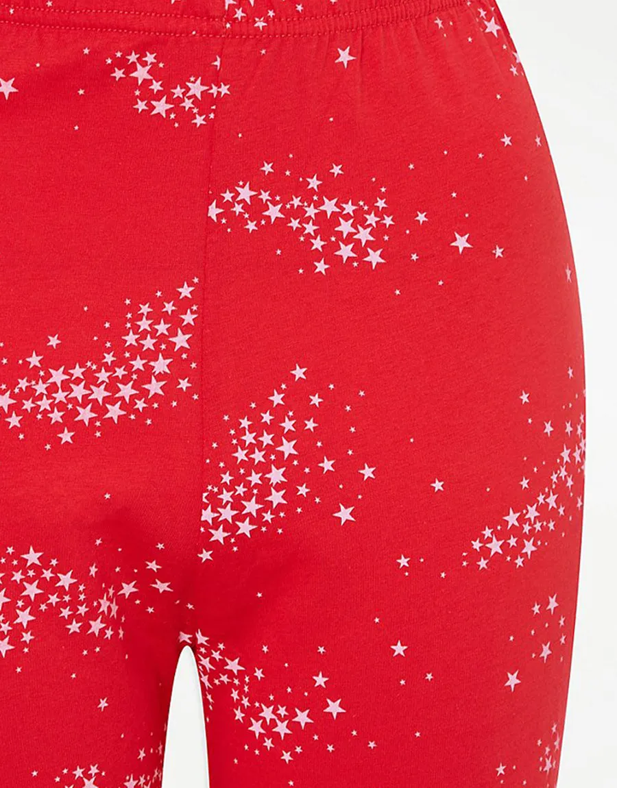 Ladies Jersey Comboed Cotton Pajama Sets-Red