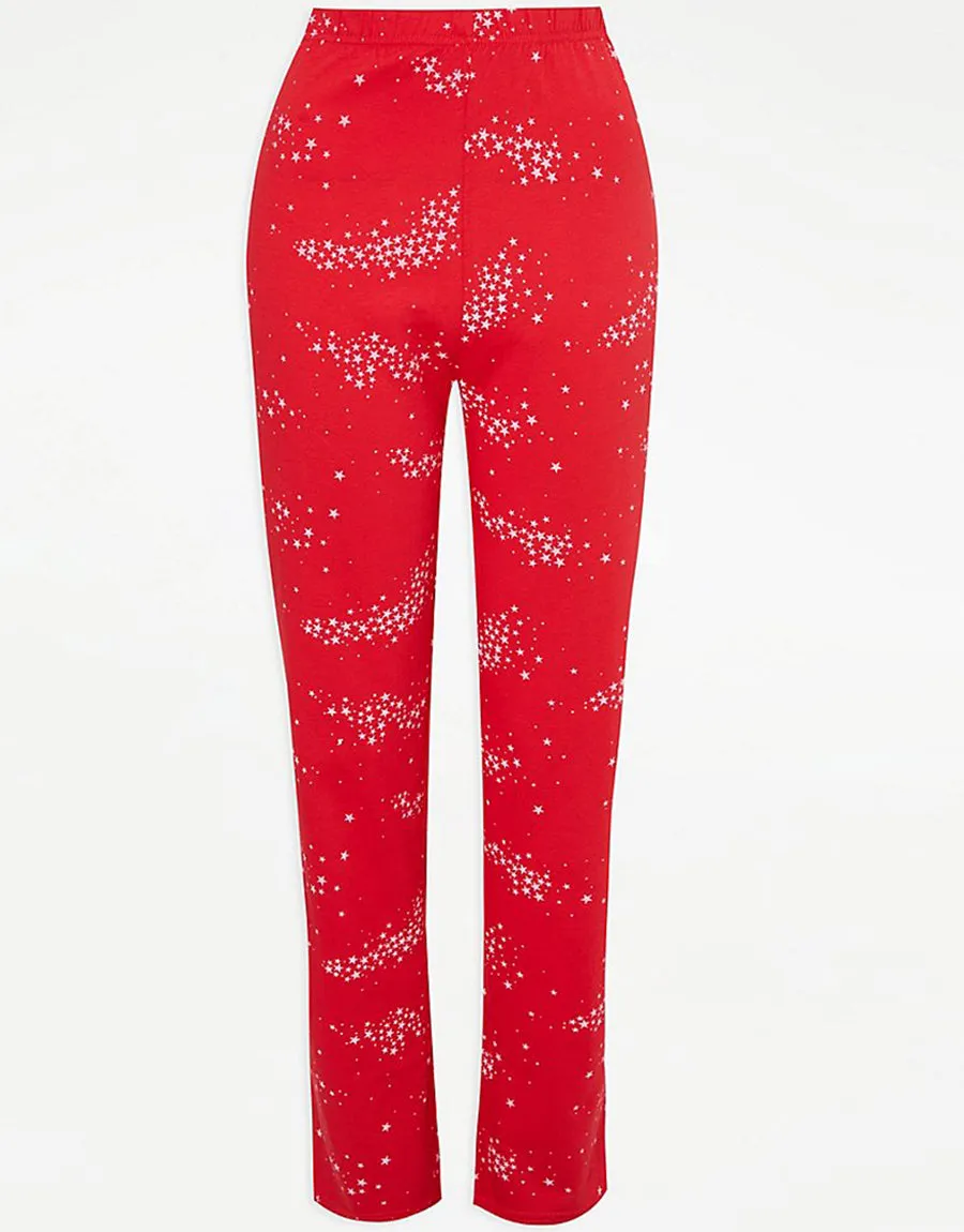 Ladies Jersey Comboed Cotton Pajama Sets-Red