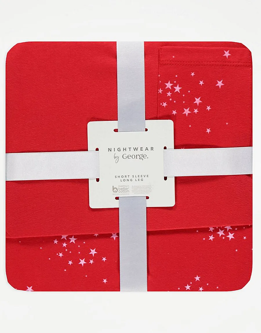 Ladies Jersey Comboed Cotton Pajama Sets-Red