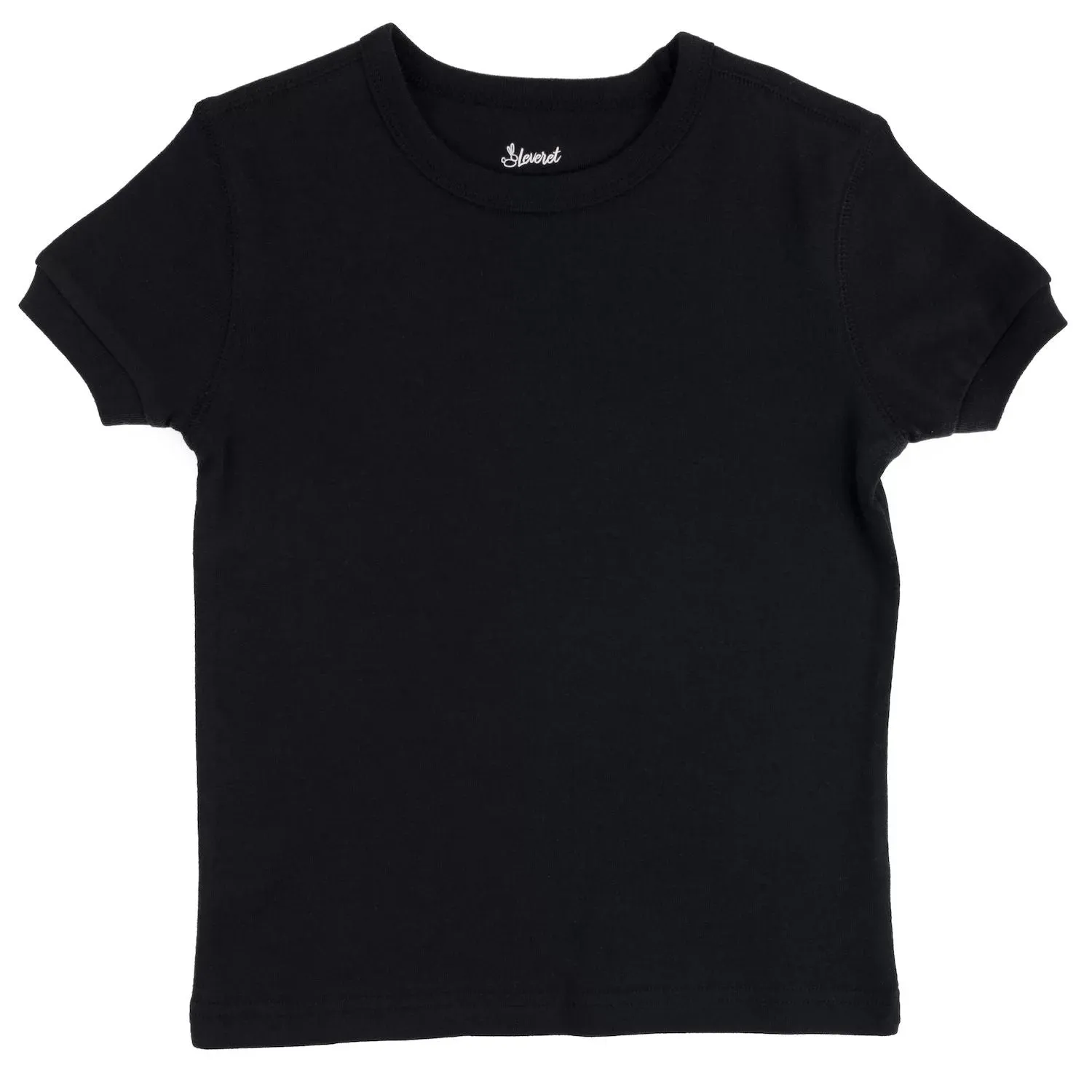 Leveret Children's T-shirt with short sleeves, neutral solid color Leveret black