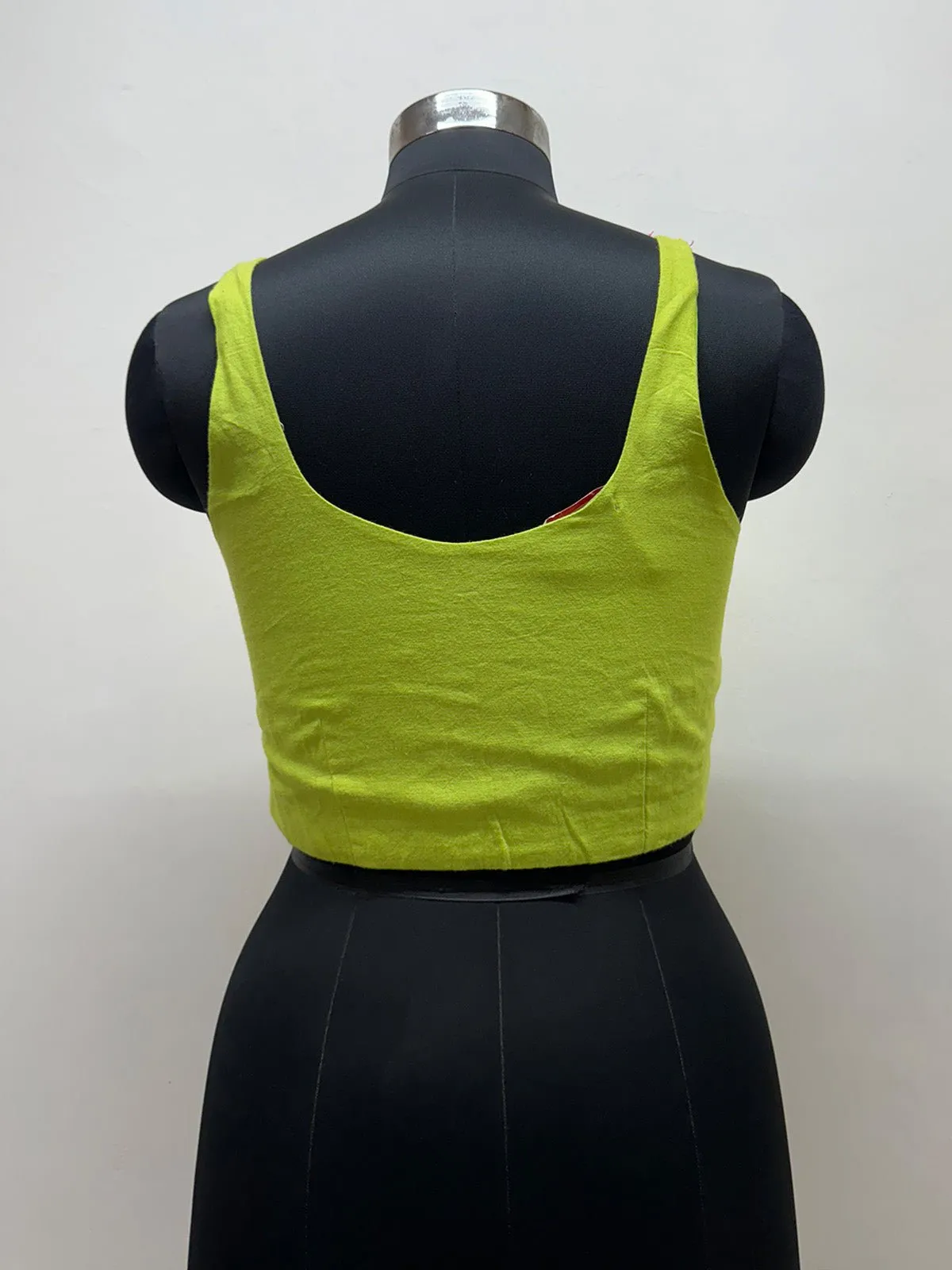Lime green Blouse with hand and beadwork