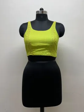 Lime green Blouse with hand and beadwork