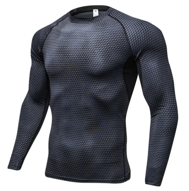 Long Sleeve Quick Dry Workout Running Shirt Compression Fitness Tops Breathable Gym Sport Shirts Men