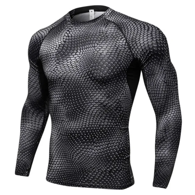Long Sleeve Quick Dry Workout Running Shirt Compression Fitness Tops Breathable Gym Sport Shirts Men