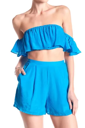 Loungewear Silk Shorts in Santorini