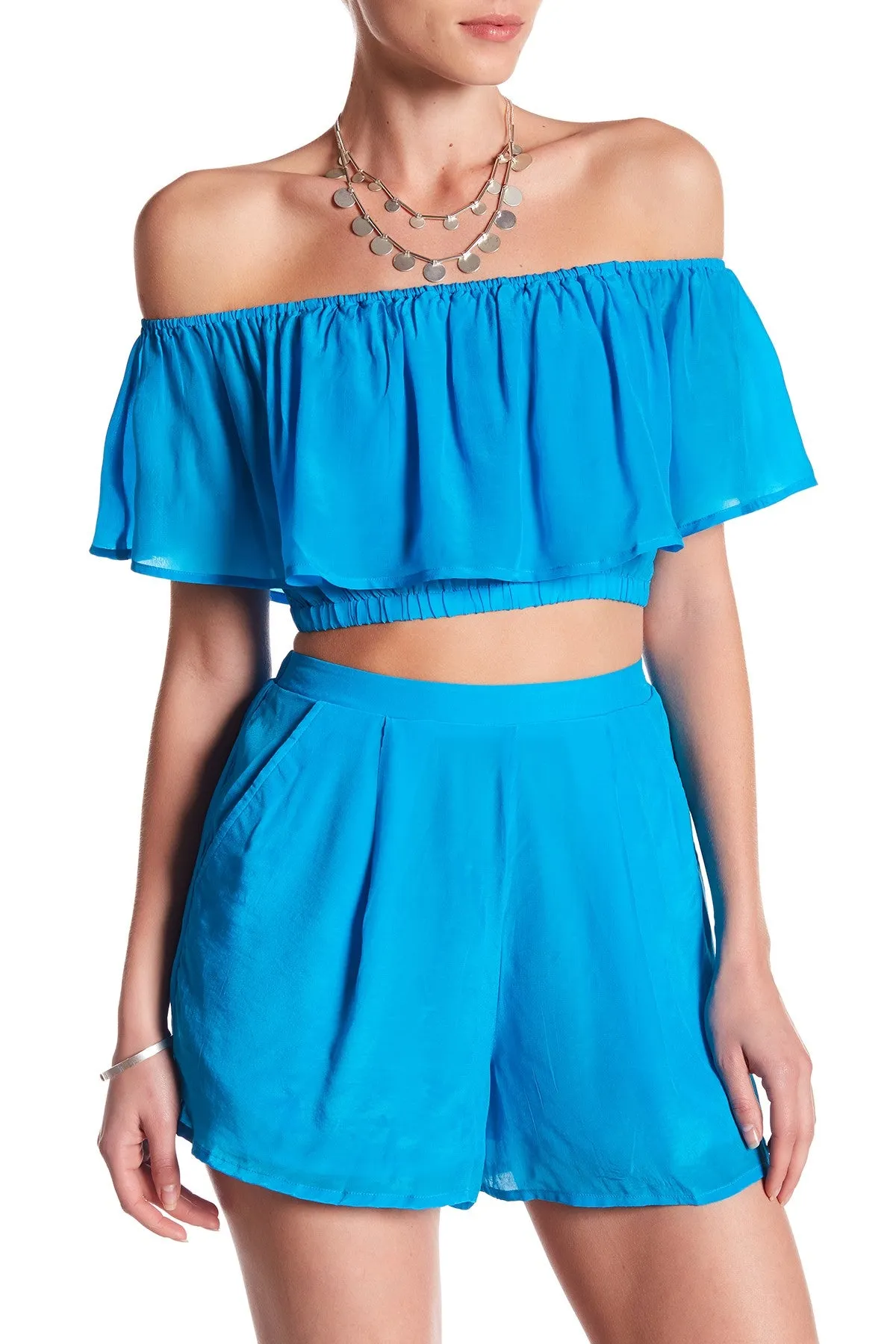 Loungewear Silk Shorts in Santorini