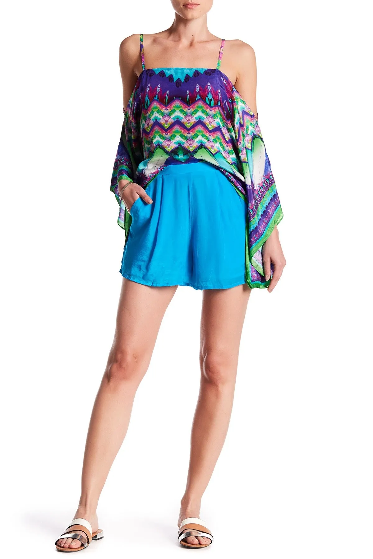 Loungewear Silk Shorts in Santorini