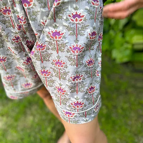 Maharaja Block Print Grey Shorts