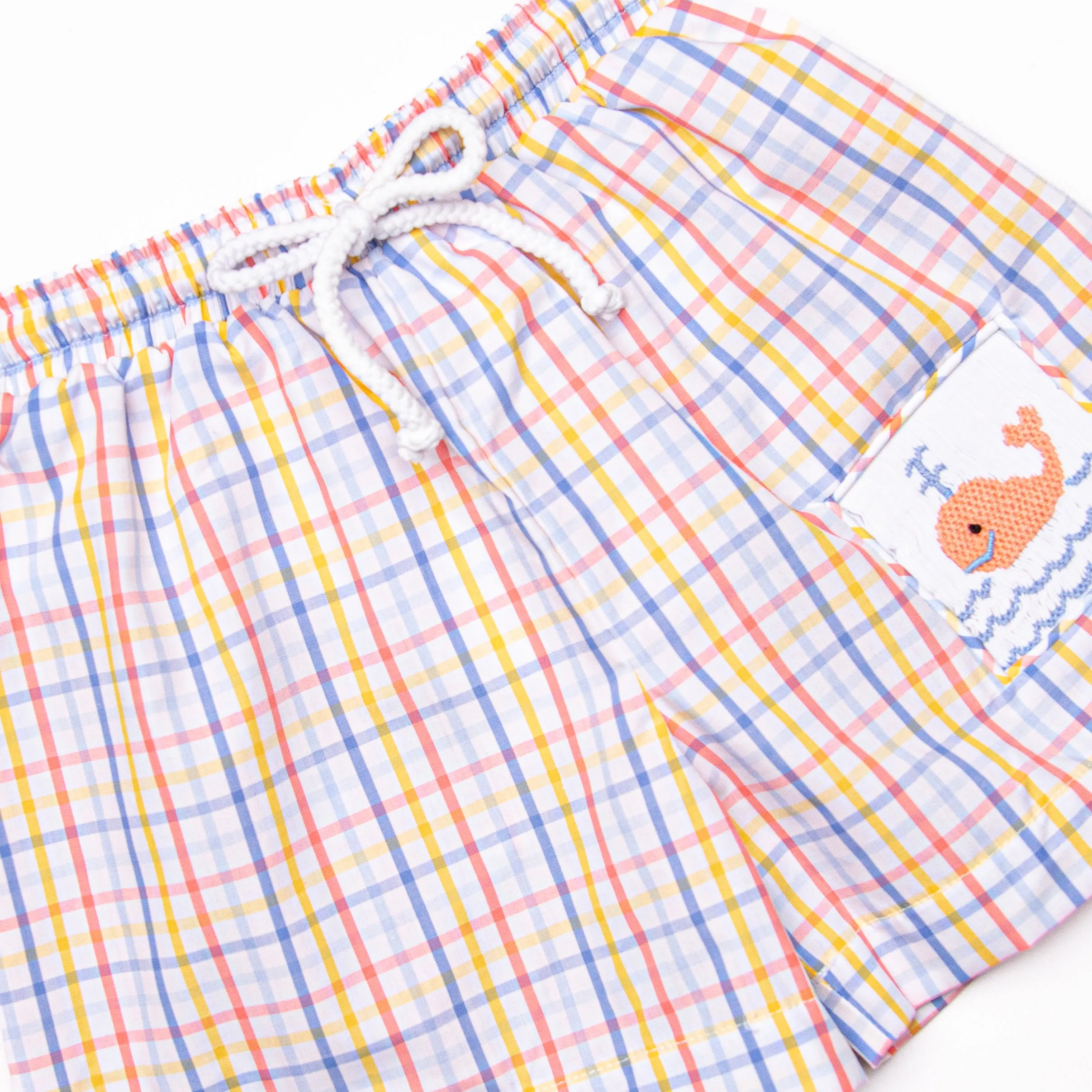 Make Waves Smocked Swim Trunks, Blue