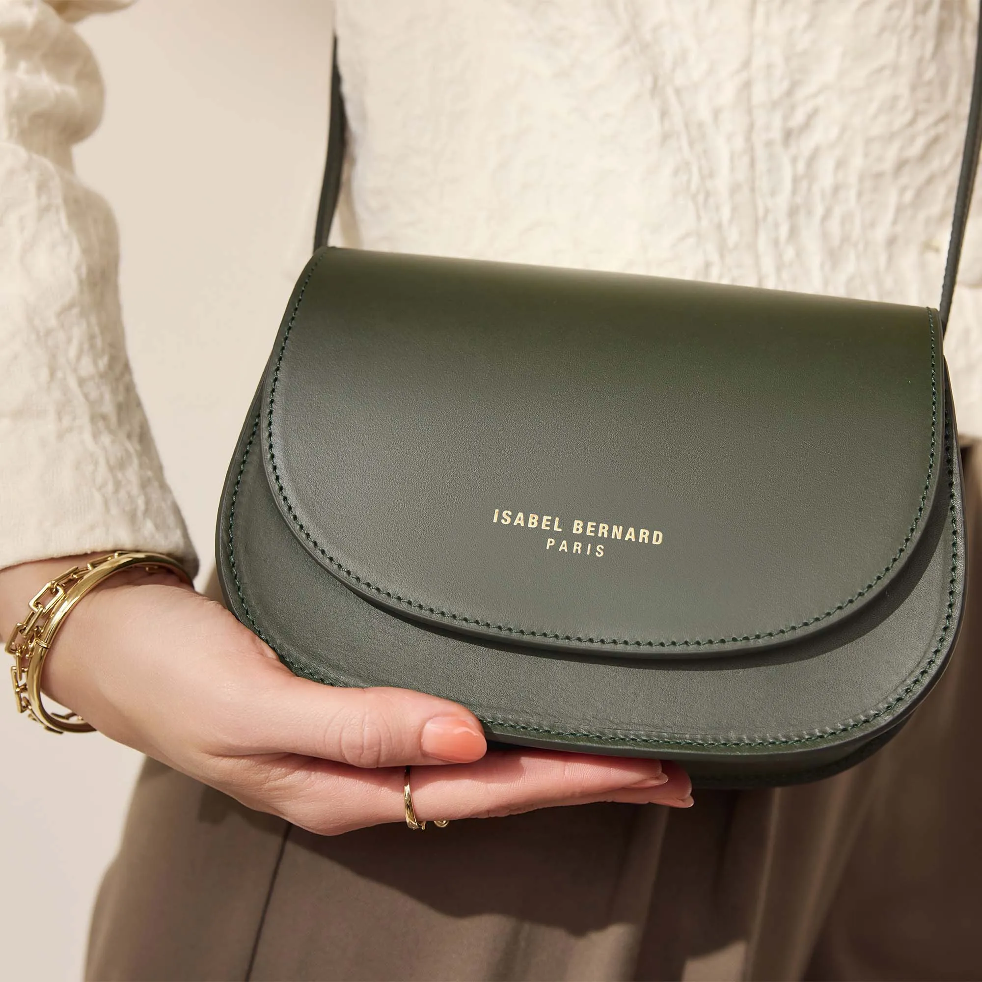 Montmartre Manon green vegetable tanned leather crossbody bag