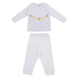 My Milestones Baby T-shirt & Pant Set Full Sleeves -White